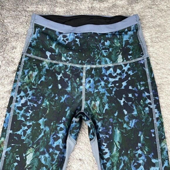 Lululemon Running In The City Mesh Panel Legging Blue Green Floral - Picture 6 of 12